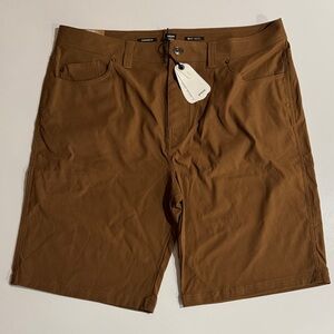 prAna Brion Short II Sepia Flat Front Shorts 38x11